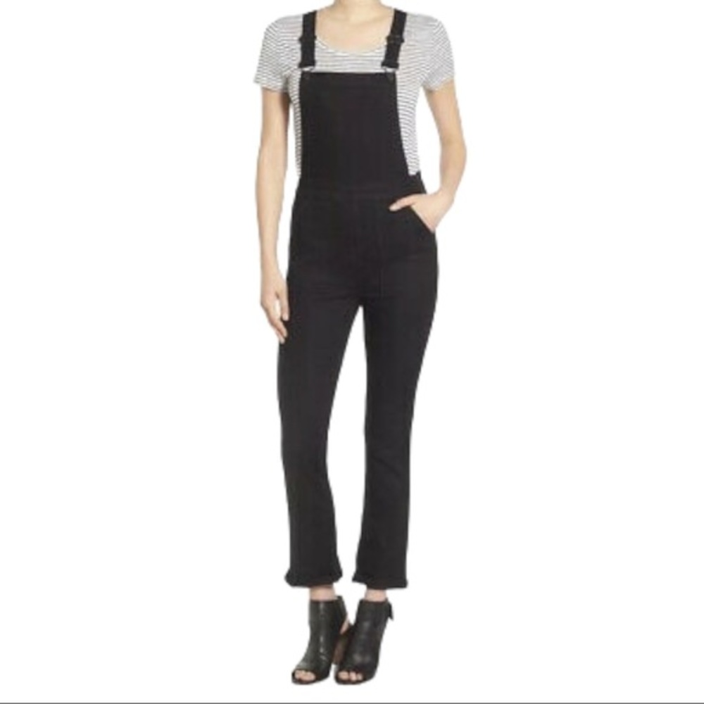 Madewell Demi Bootcut Stretch Denim Overalls Black Frost Medium
